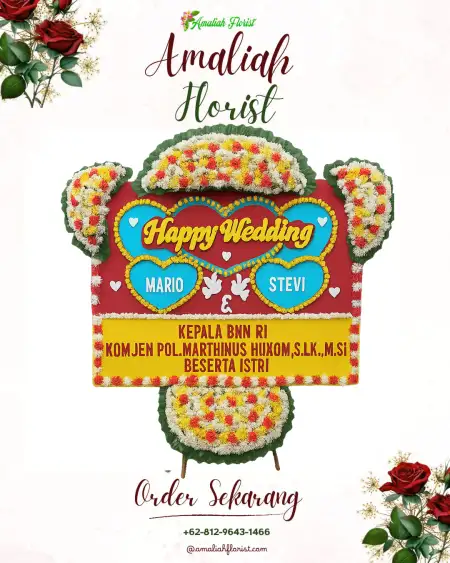 Papan Bunga Pernikahan Api Api